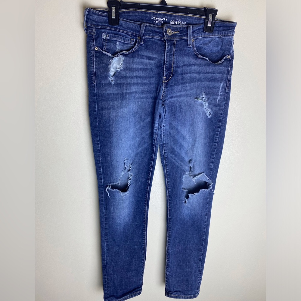 Women Denizen Levi med dark distressed skinny jeans sz 11/W30
